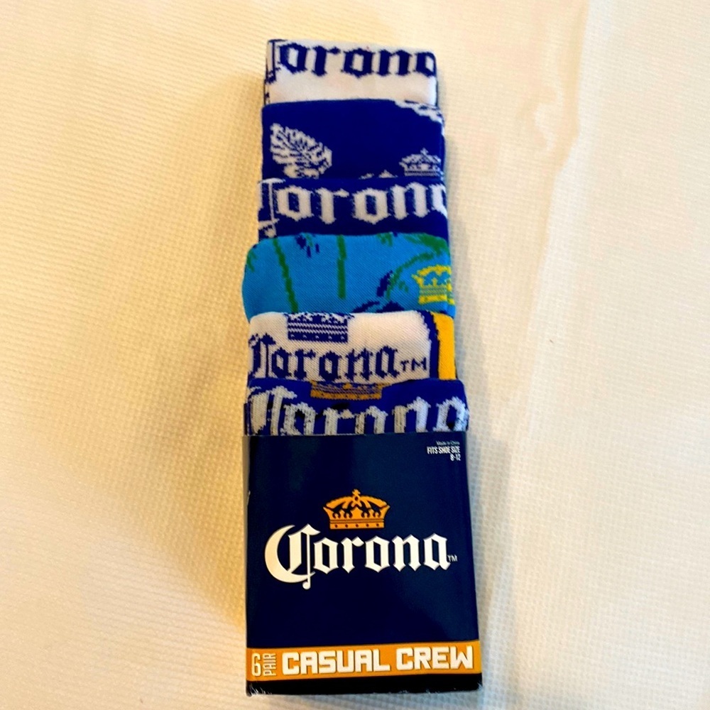 Casual Crew Corona Socks 6 packs Fit Size 8-12 Multicolored